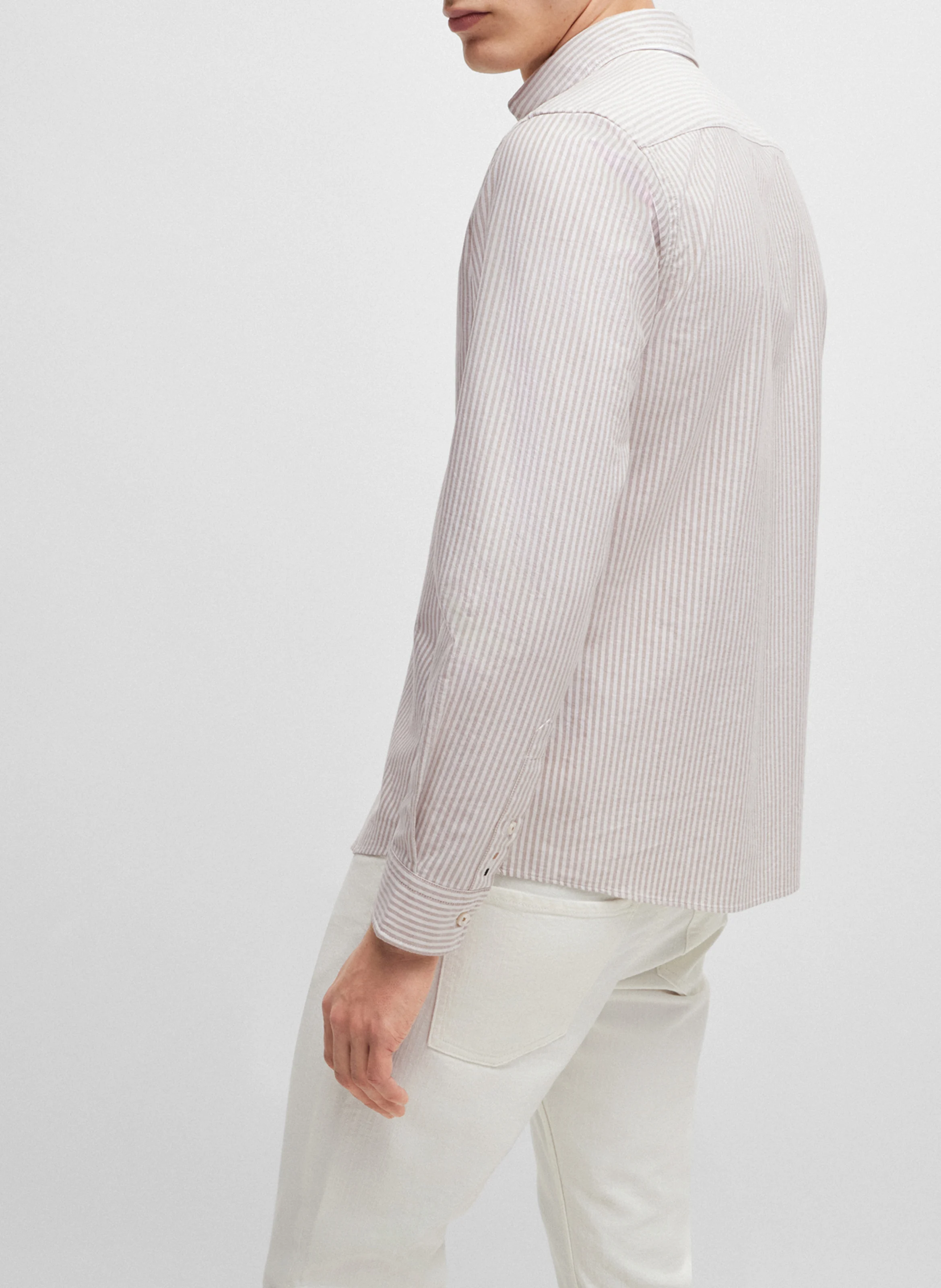 Chemise rayée en coton | Beige