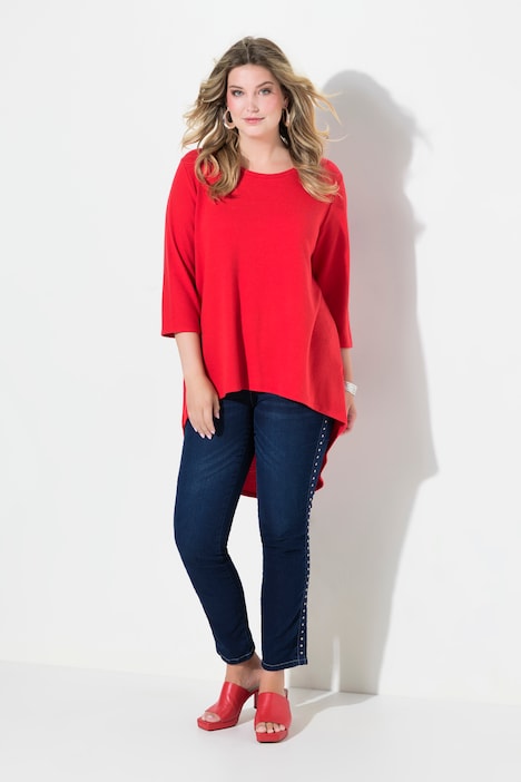 Pullover, A-Linie, gerundeter Saum, 3/4-Ärmel