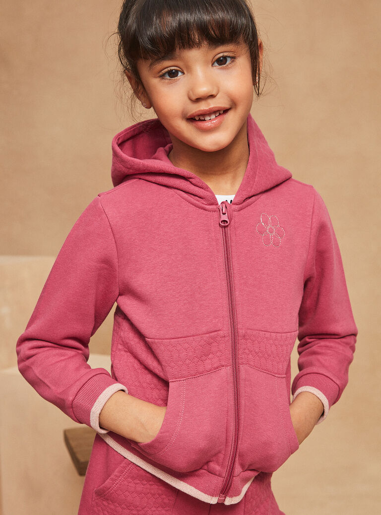 Sweat à capuche en molleton rose