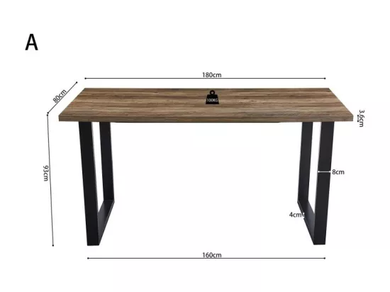 Table à manger haute EDWAR longueur 180cm en décor mango, idéal pour une salle à manger conviviale