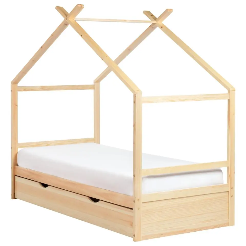 ORGEVAL - Daybed voor kinderen - Lichtbruin - 90 x 200 cm - Grenenhout