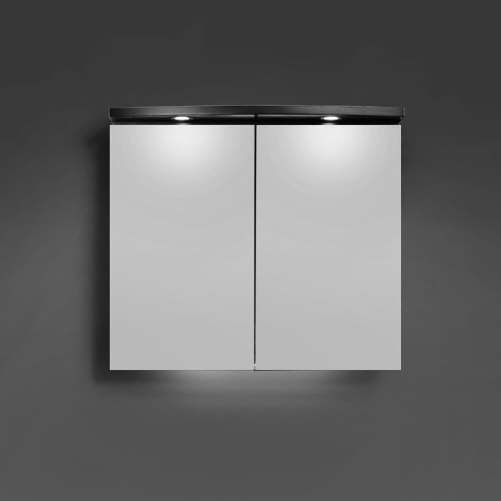 SPEILSKAP RUNDET LYSRAMPE CAMARGUESKÄRGÅRD SVART 80 CM