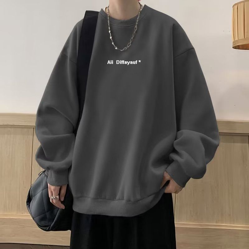 Macho - Oversized sweatshirt met ronde hals en tekstprint en verlaagde schouders