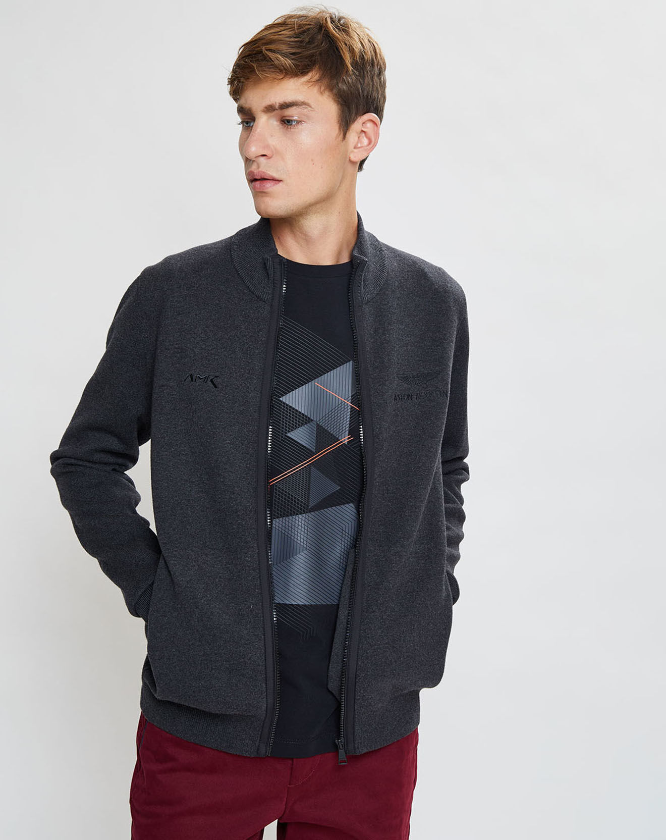 Hackett London Gilet blouson en Laine mélangée Aston Martin Racing gris