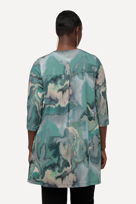 Slinkytunika, Marmor-Design, Tunika-Ausschnitt, Halbarm
