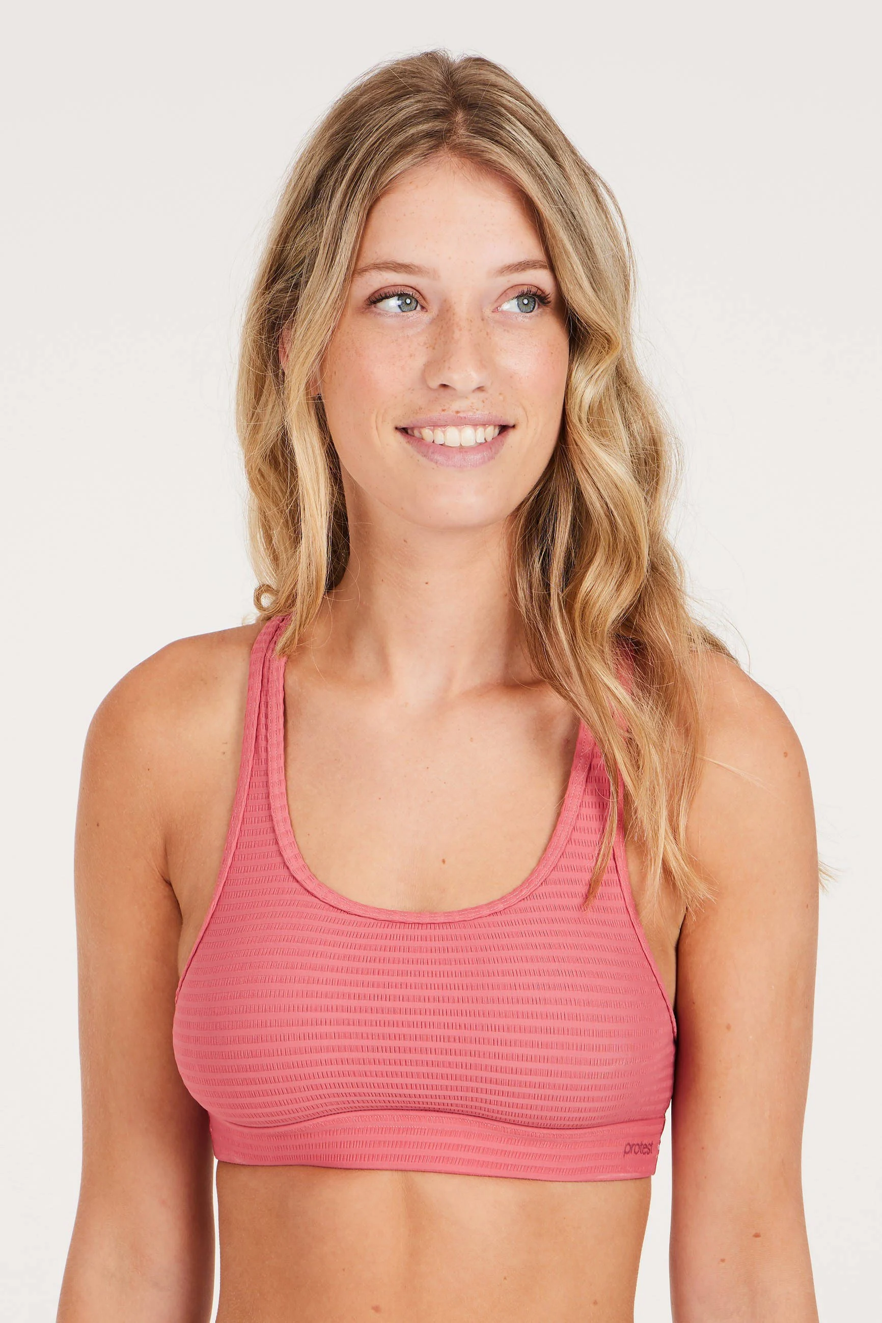 Protest voorgevormde crop bikini PRTEAGER met ribstructuur roze