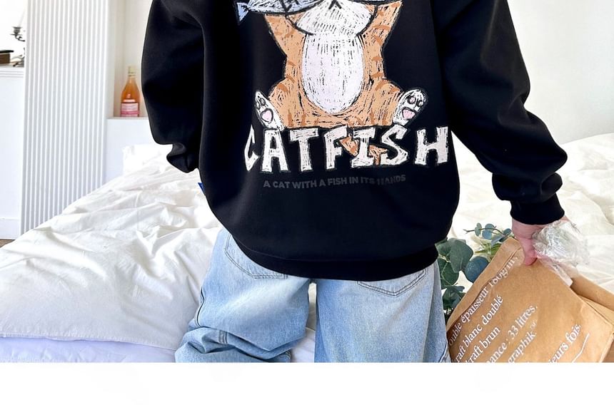 SeoulPop - Losse sweatshirt met kattenprint
