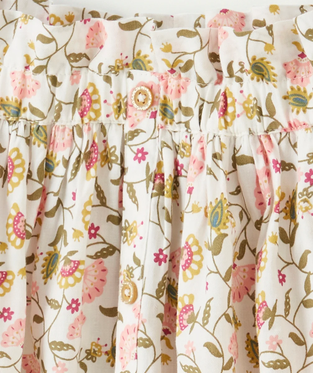 JUPE LONGUE FILLE EN COTON IMPRIMÉ FLEURI