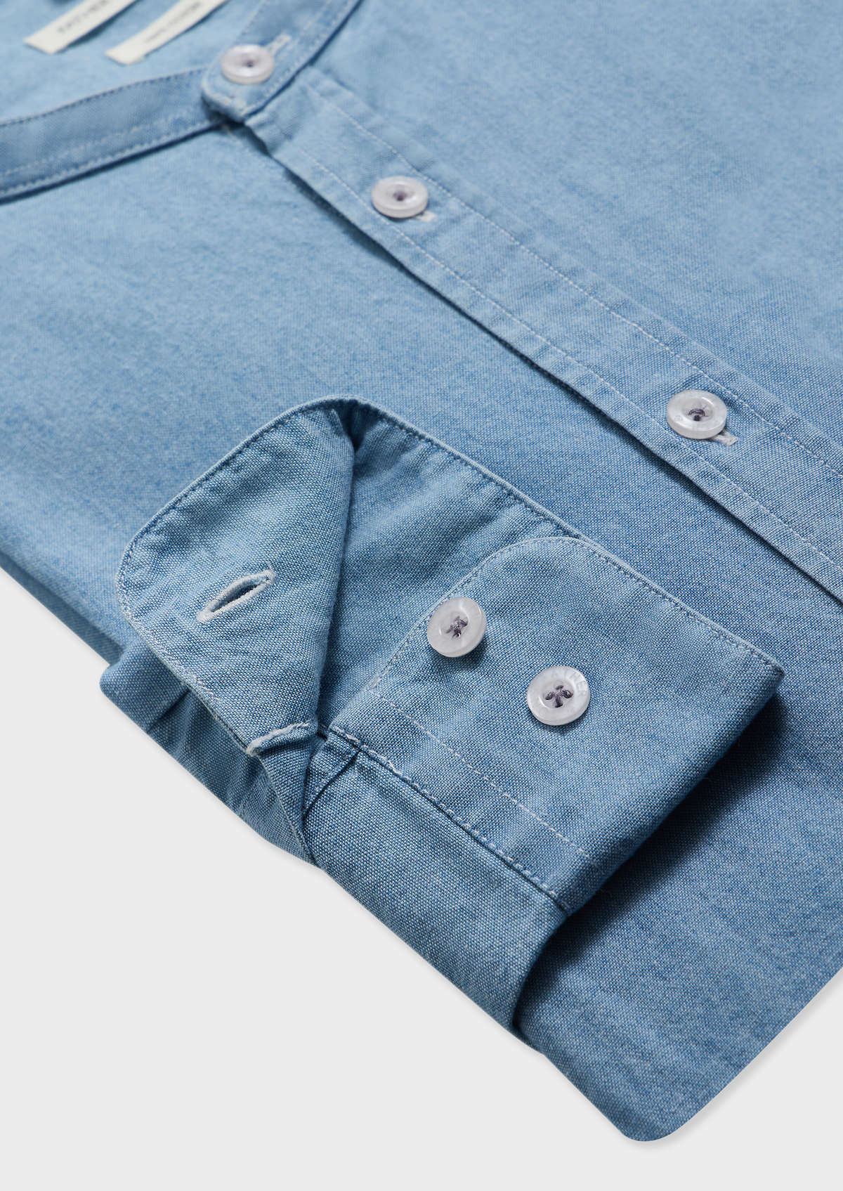 Chemise sport Slim en coton oxford uni bleu azur à col officier