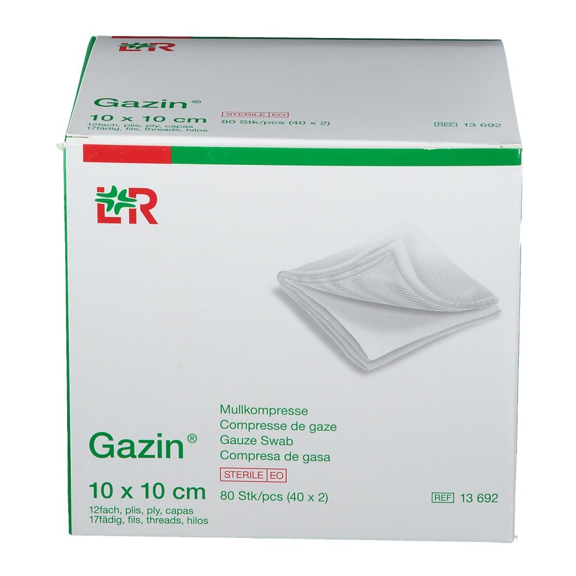 Gazin® Kompresse 10 cm x 10 cm steril 12 lagig