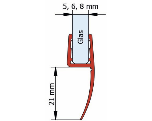 Universeel afdichtingsprofiel Schulte D2975 verticaal voor glasdikte 5/6/8 mm