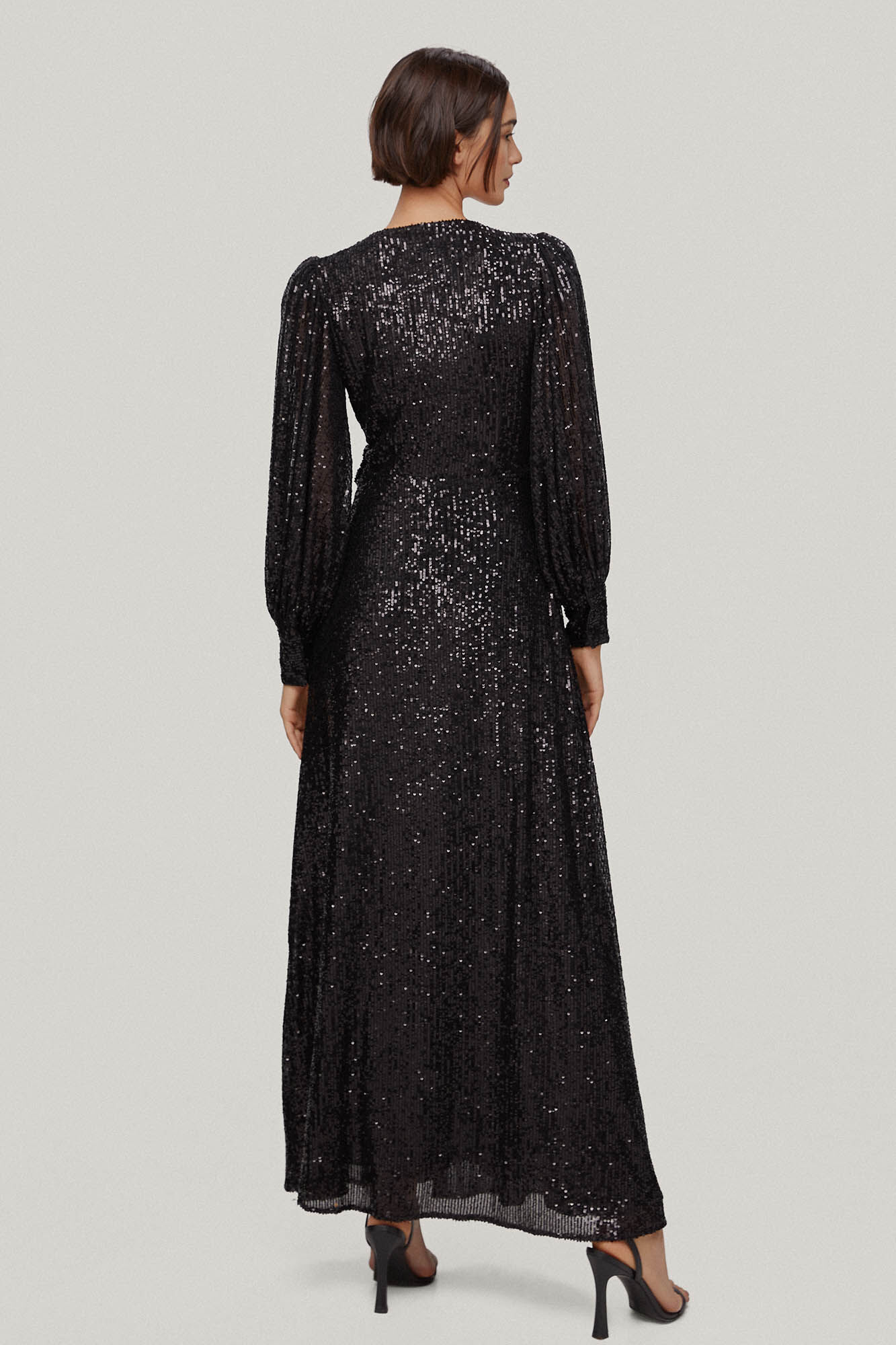 Vestido Jacaranda com lantejoulas brilhantes - Preto