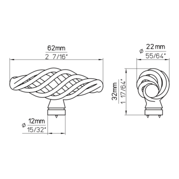 Knop Claire tin look 62mm