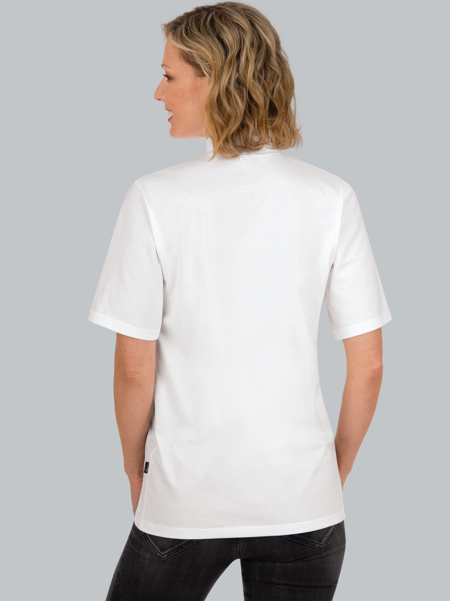 T-Shirt mit Stehkragen Weiss