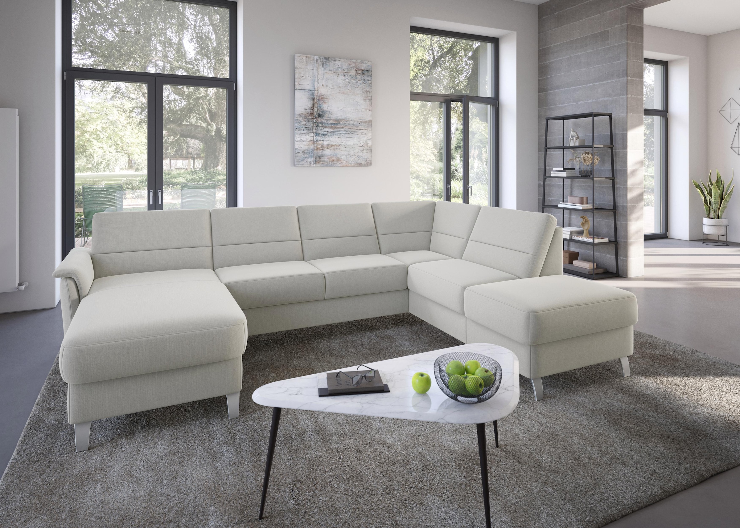 sit&more Wohnlandschaft »Palmera U-Form, B: 308 cm« optional Bettfunktion & Bettkasten, Federkern