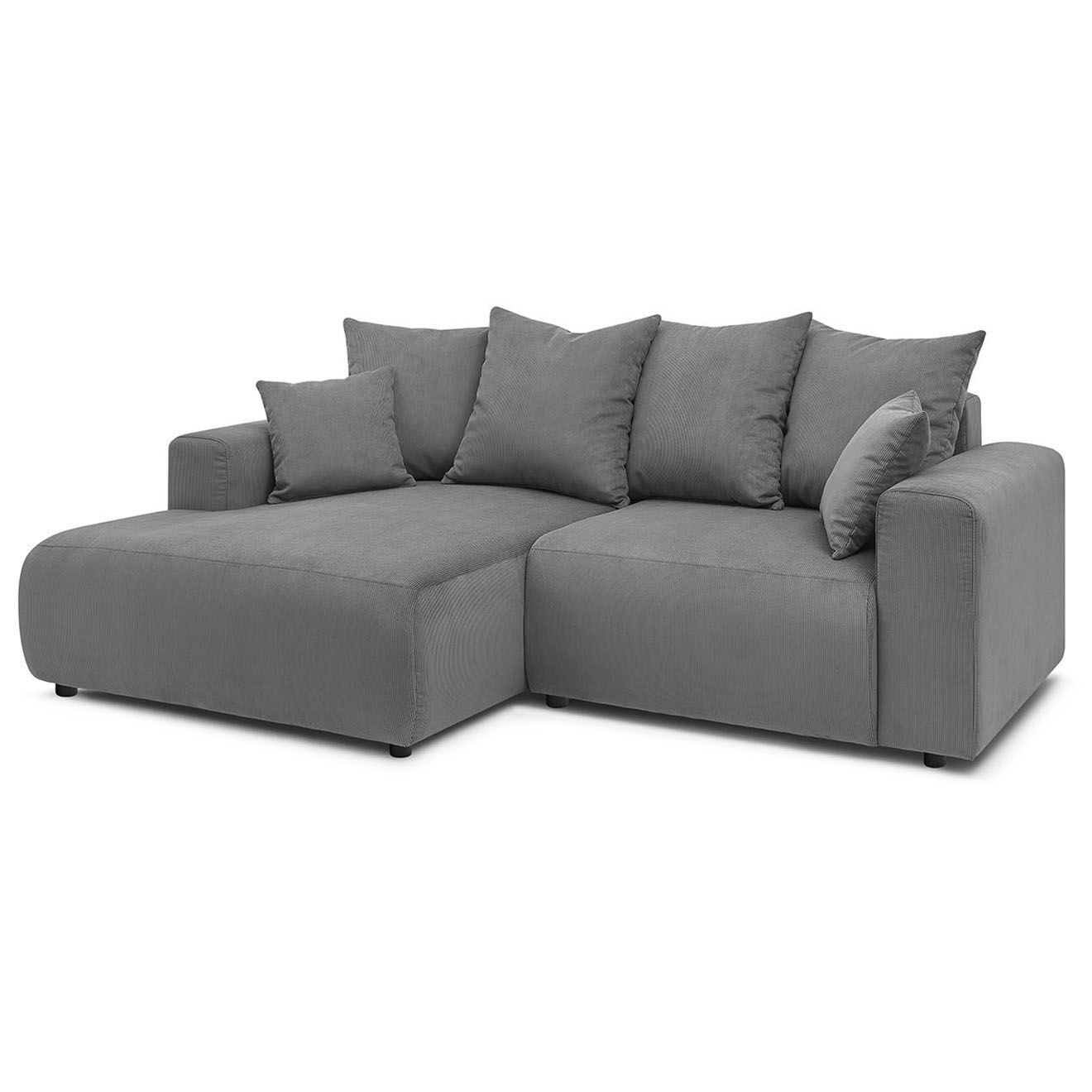 Bobochic Canapé d'angle fixe gauche Enjoy gris foncé - 237x147x95 cm
