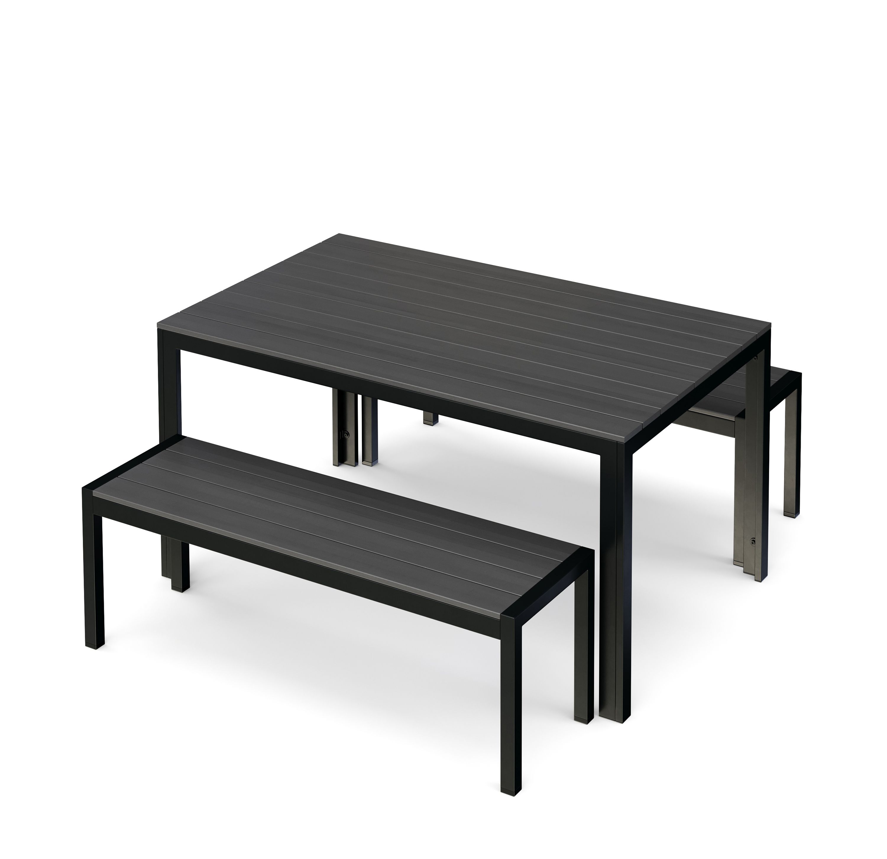Gartenmöbel Set RIVI 2 Bänke anthrazit/schwarz