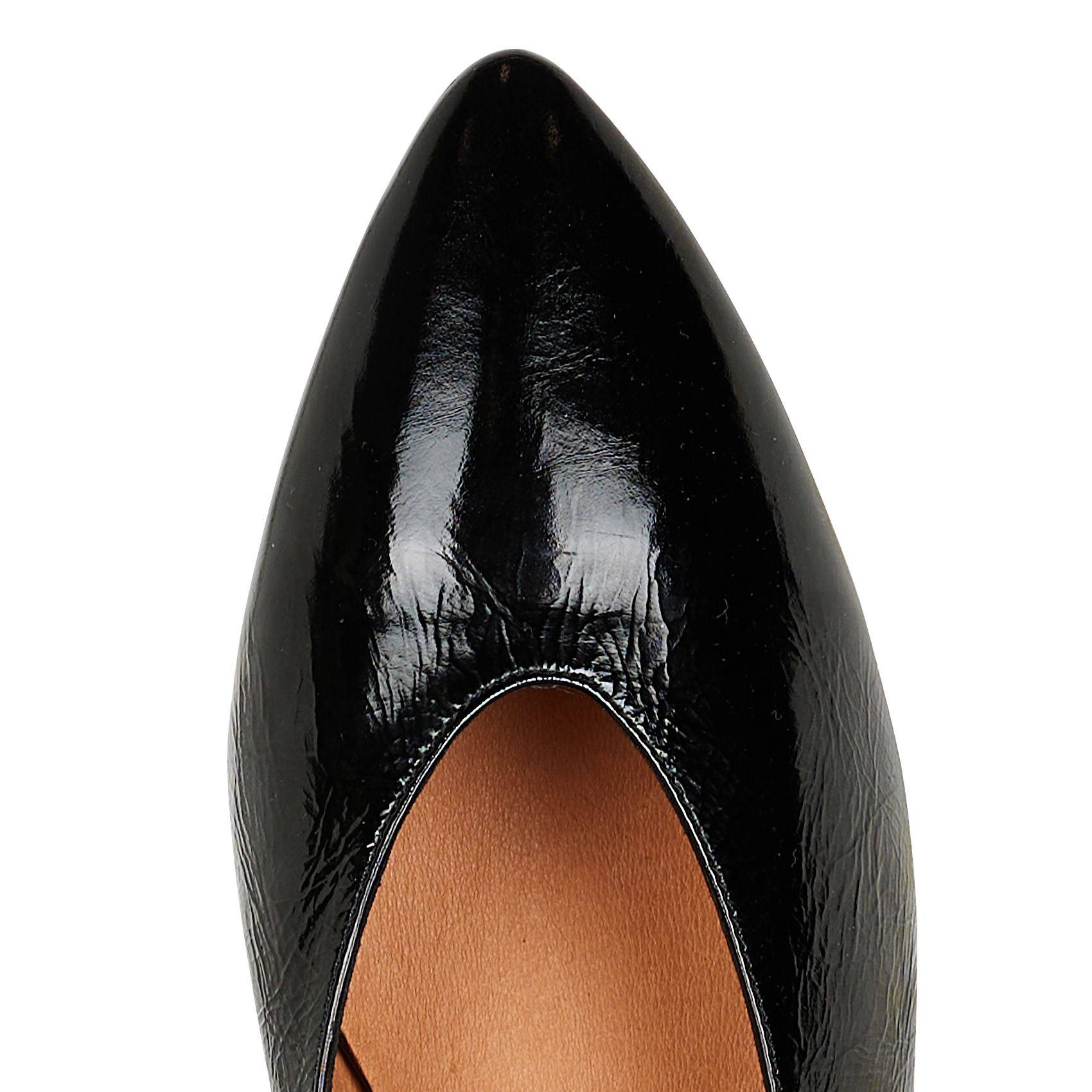 VENCE - Ballerines à talons en cuir brillant| Noir