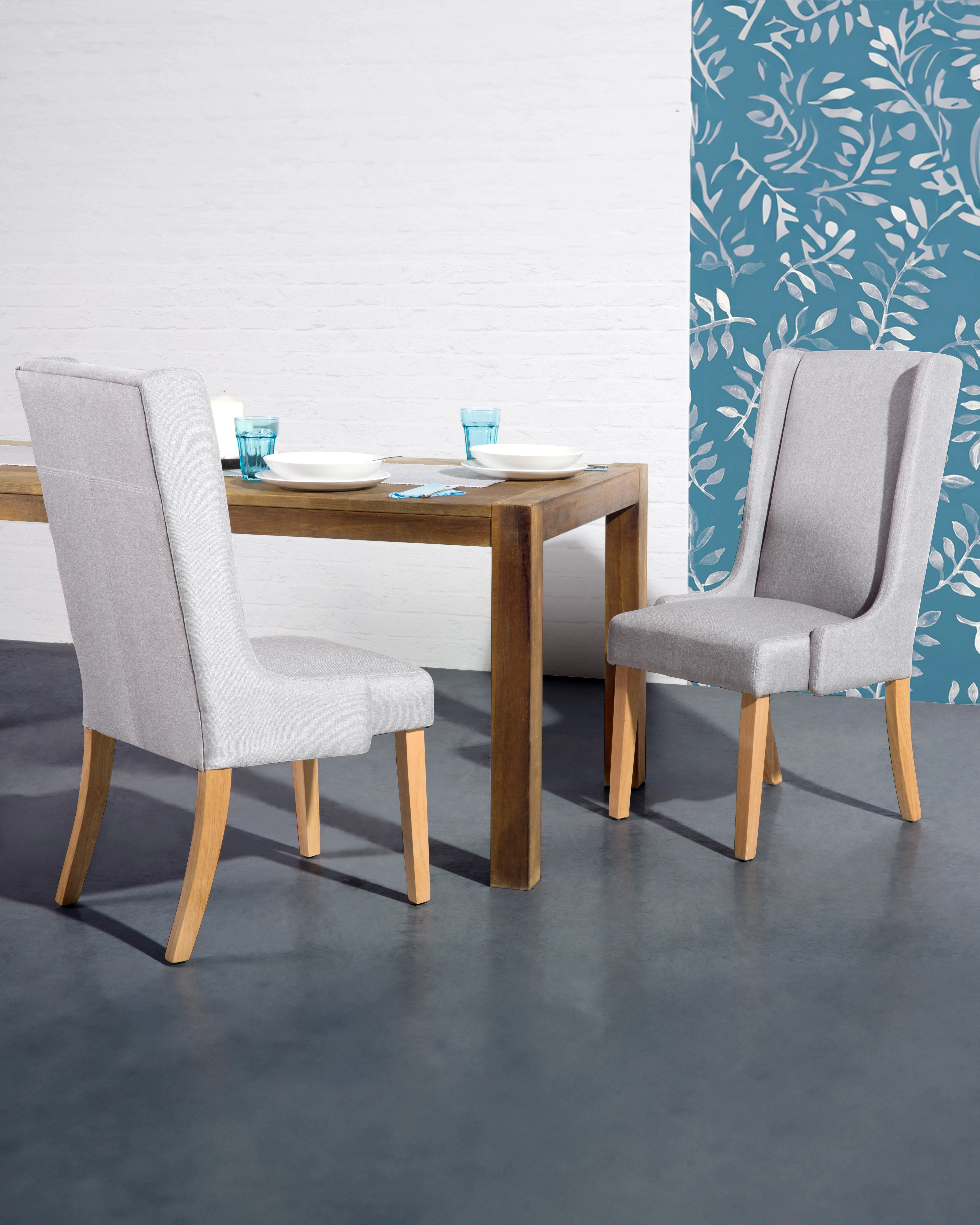 Set van 2 eetkamerstoelen CHAMBERS Katoen Lichtgrijs