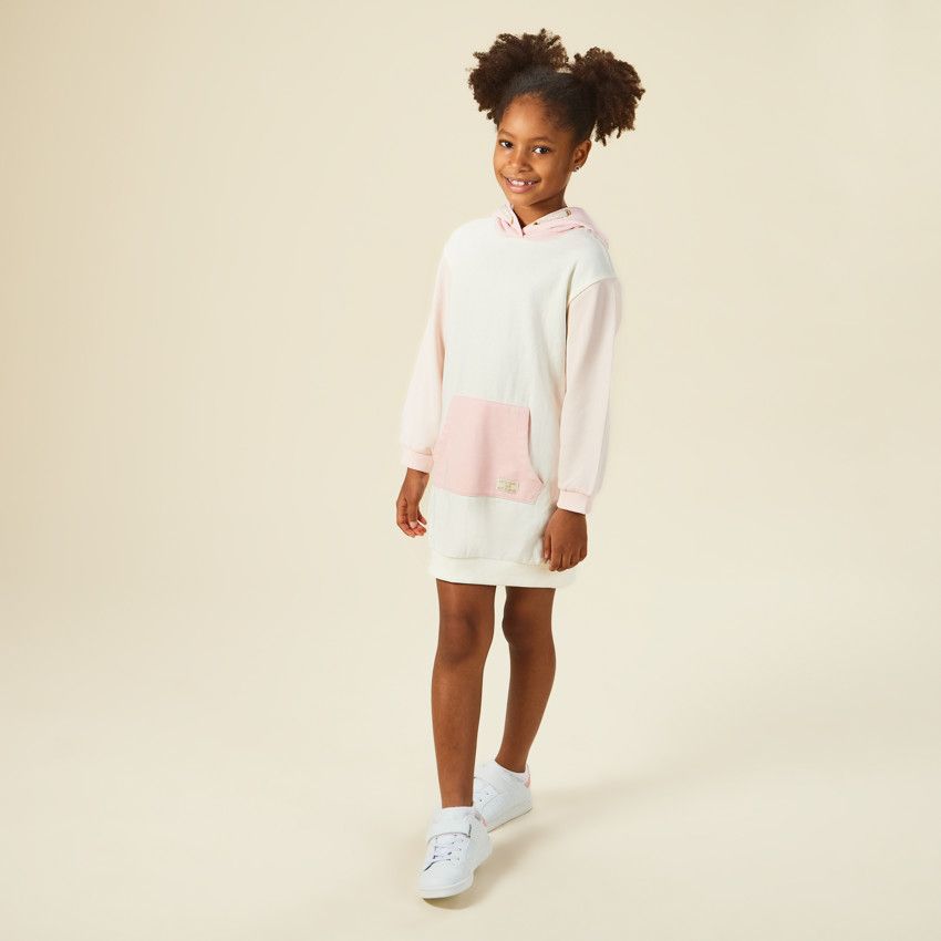 Robe sweat en molleton effet color block pour fille - Ecru