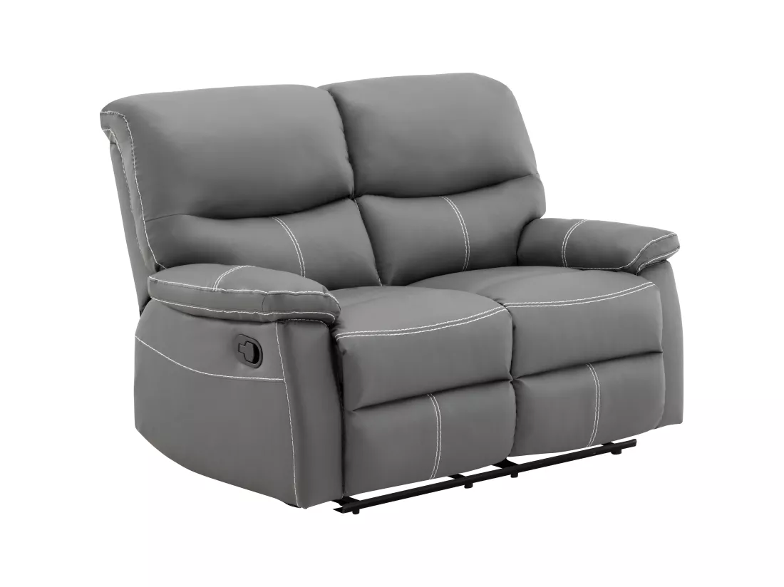 Canapés 3 places 2 places et un fauteuil relax en simili gris CANBY