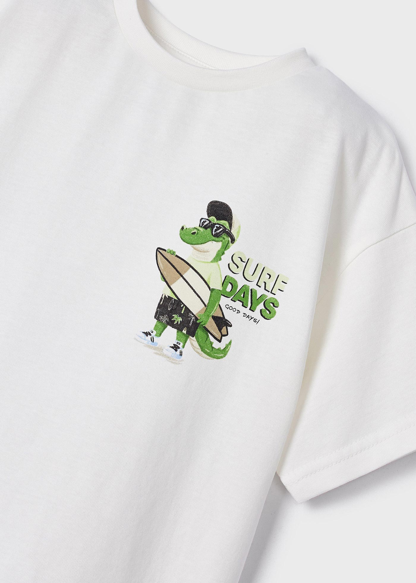 Camiseta infantil masculina em algodão sustentável com estampa.