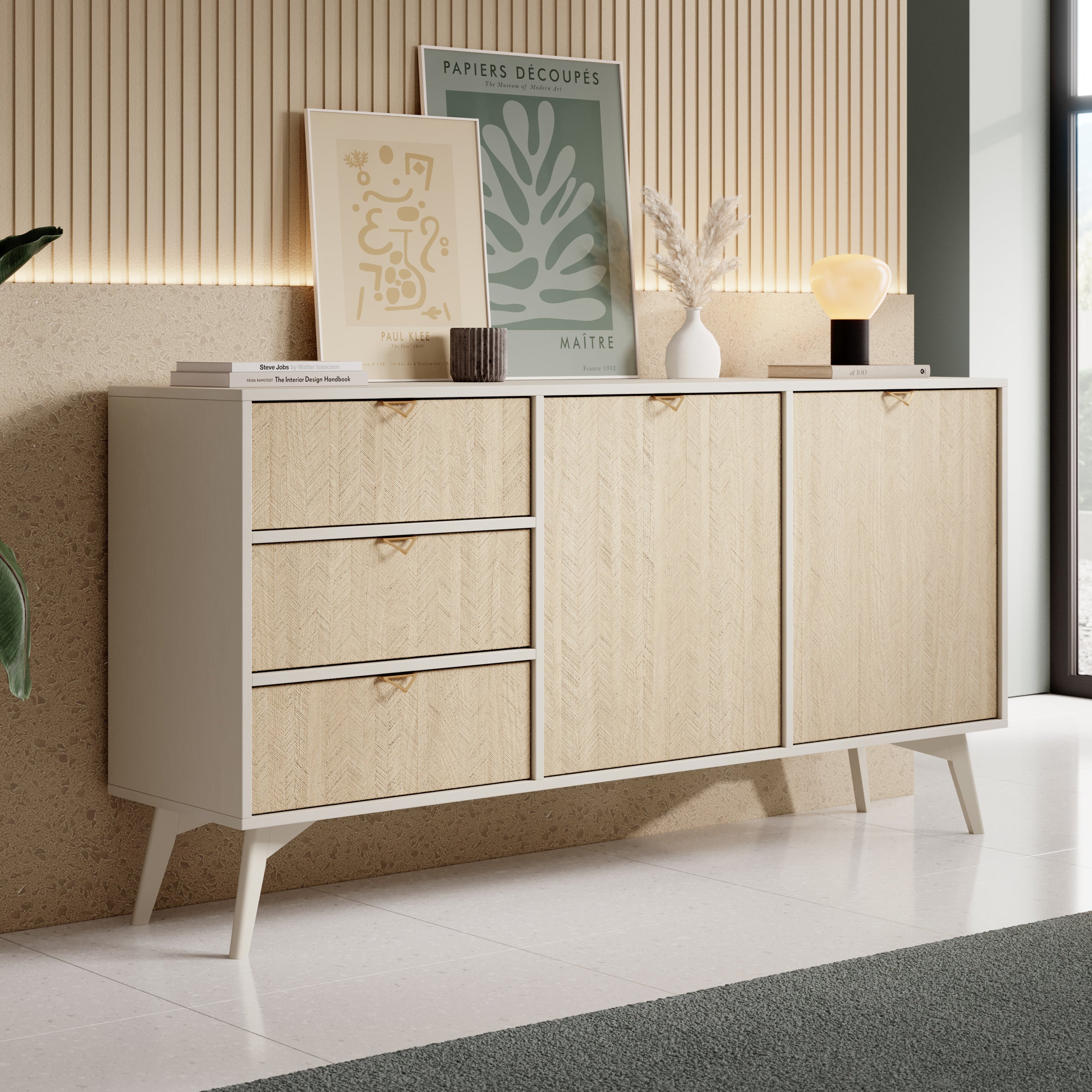 Essence - Dressoir - Beige/licht eiken - 158x38x81 cm