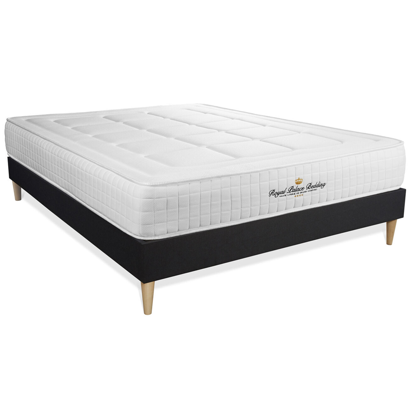 Royal Palace Bedding Ensemble matelas à mémoire de forme & sommier Balmoral noir - 200x200 cm
