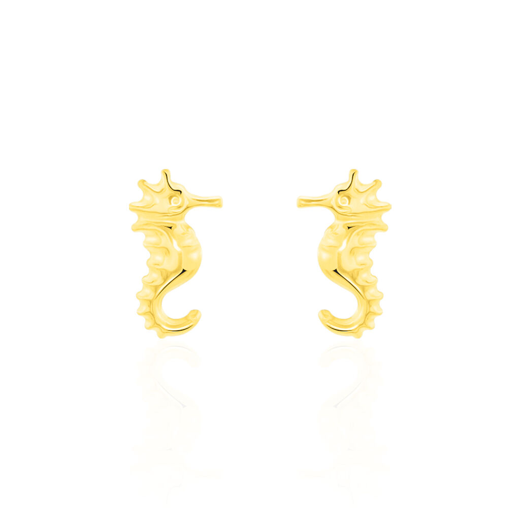 Boucles D'oreilles Puces Ambrosie Hippocampe Or Jaune