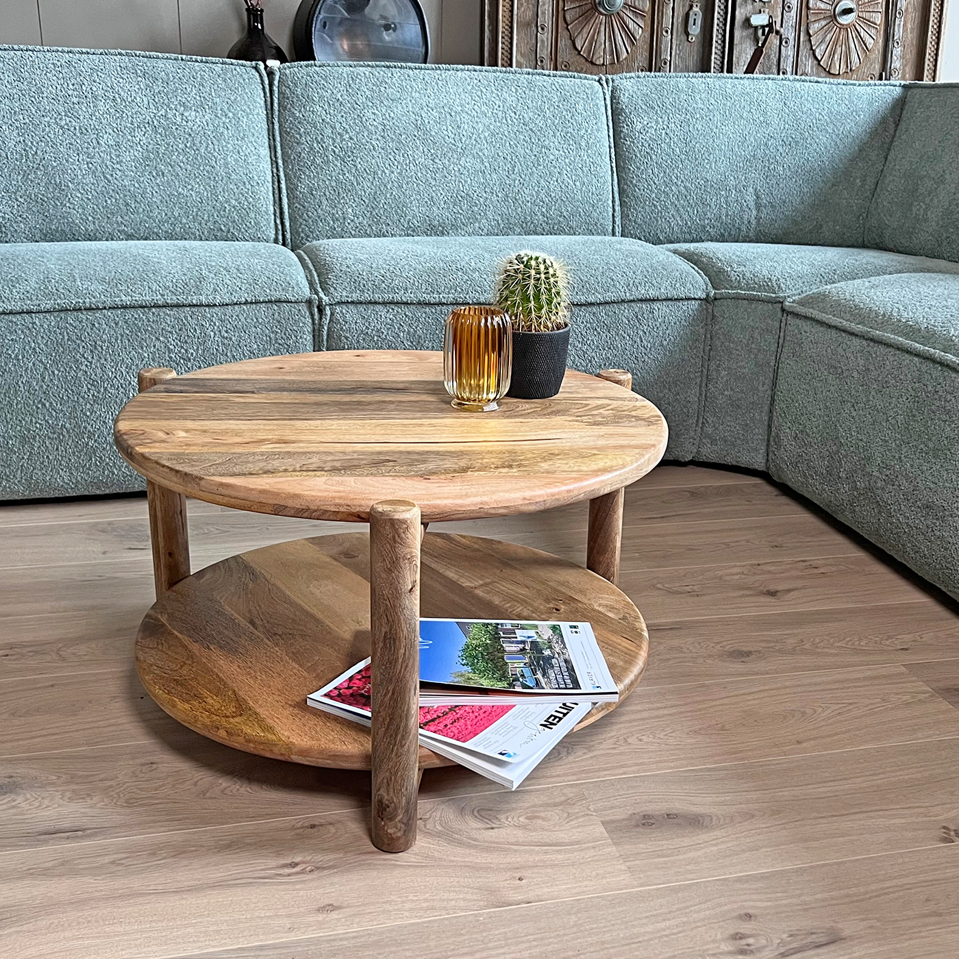 Mango salontafel naturel rond 65cm