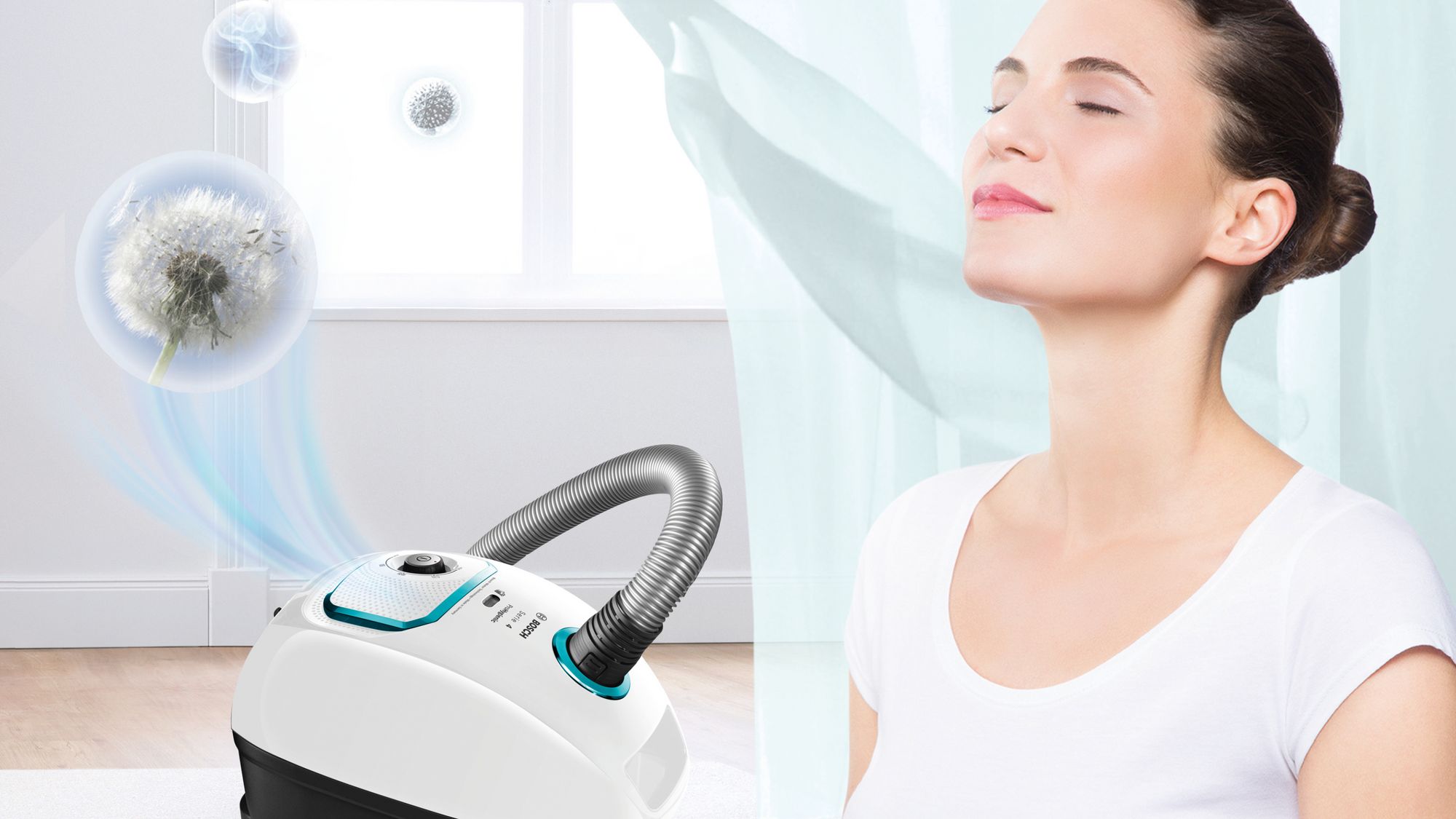 Aspirador de pó com saco ProHygienic Série 4, branco, BGLS4HYG2