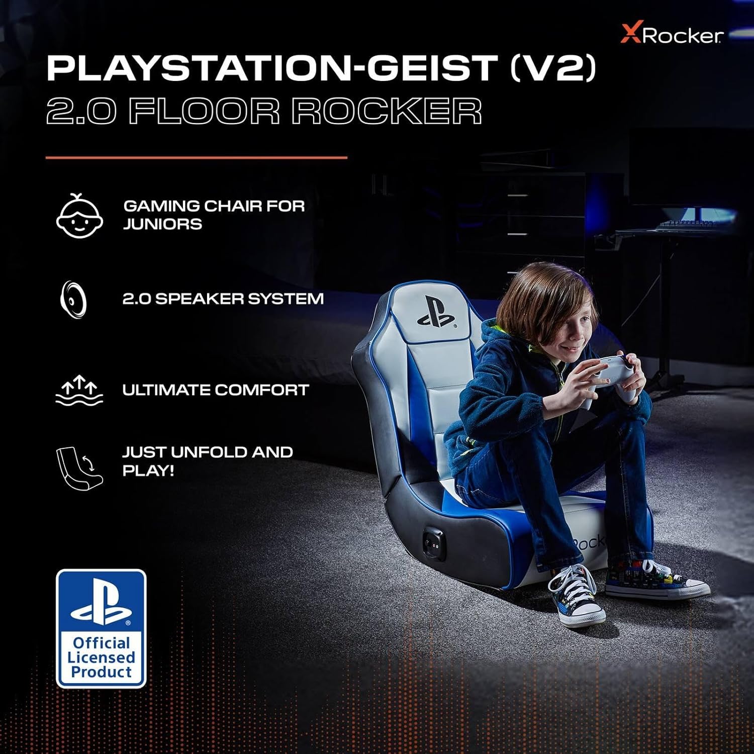 X Rocker Sony PlayStation 5 Geist 2.0 Floor Rocker Gaming Sessel mit 2.0 Audiosystem | PS5 Kindersessel