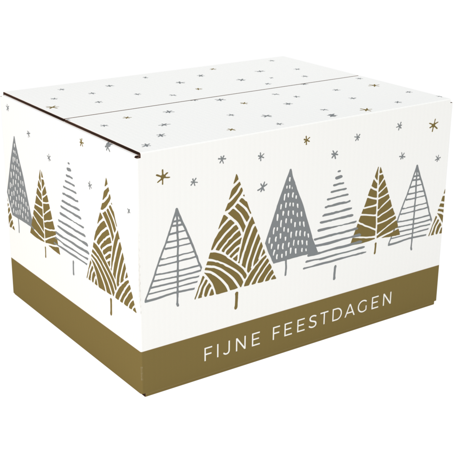Kerstpakketdoos, Under The Stars, golfkarton, 55x39x30cm, Kerstmis, e,