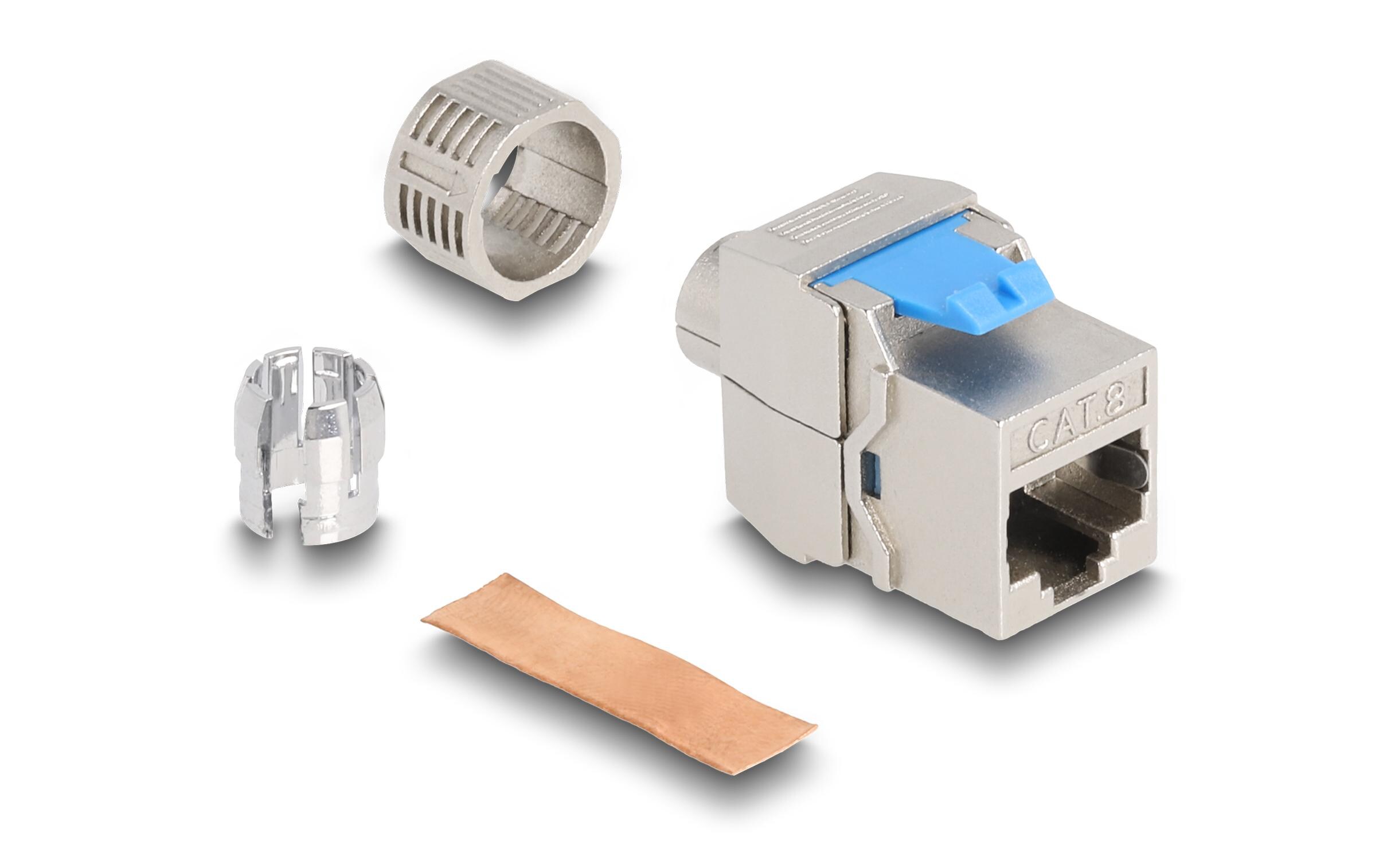 Keystone-Modul RJ-45 - LSA, Cat.8.1 werkzeugfreiDelock Keystone Modul RJ45 Buchse zu LSA Cat.8.1 werkzeugfrei