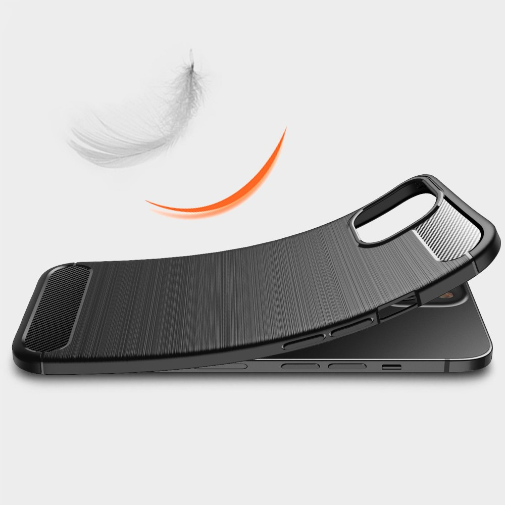 iPhone 14 Gummi Case Schutzhülle Carbon Look - Schwarz