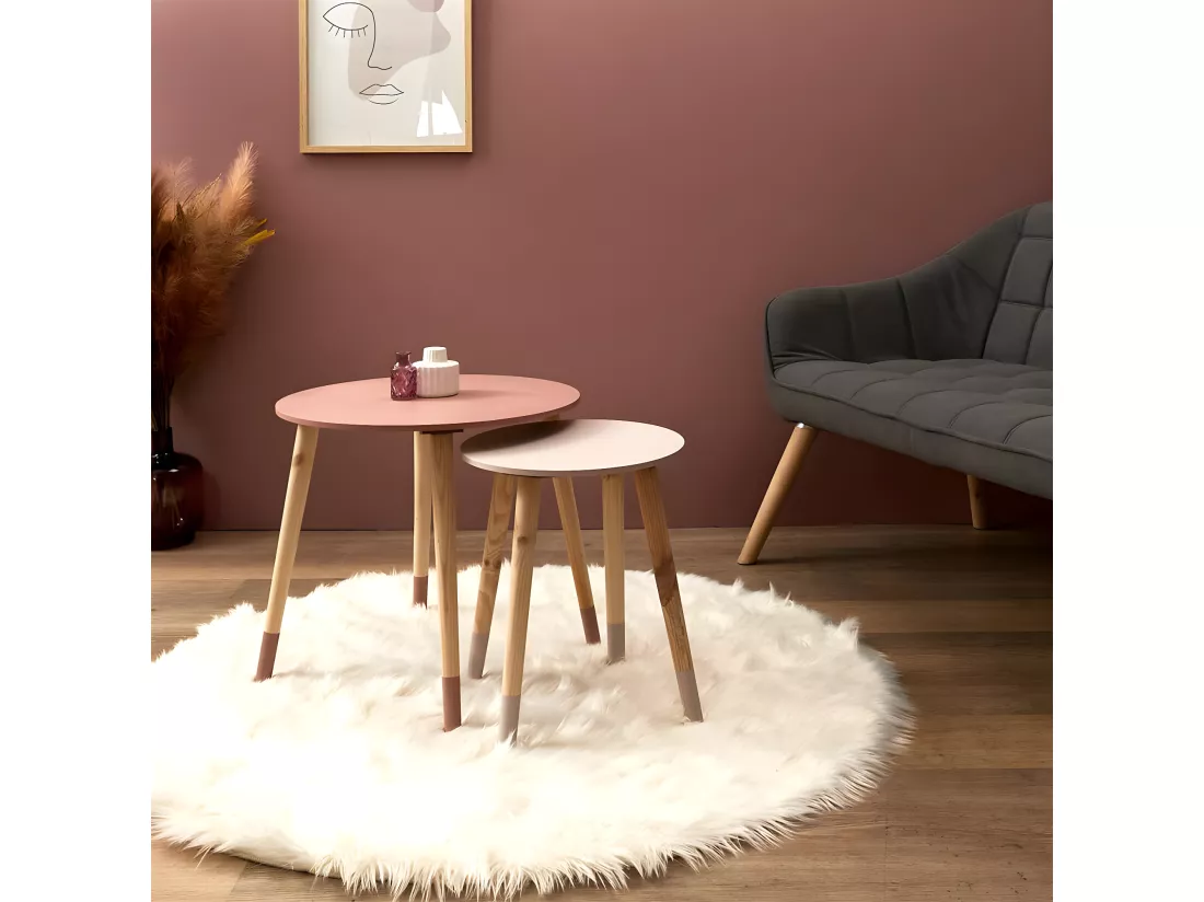 PONY - Tables Gigognes Scandinaves Bicolores Rose