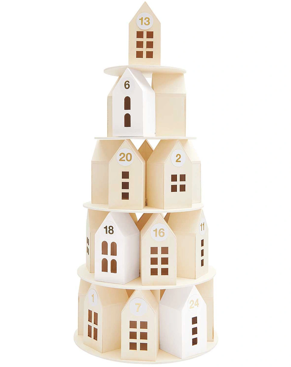 Adventskalender HOLZ-HAUS-PYRAMIDE 29-teilig