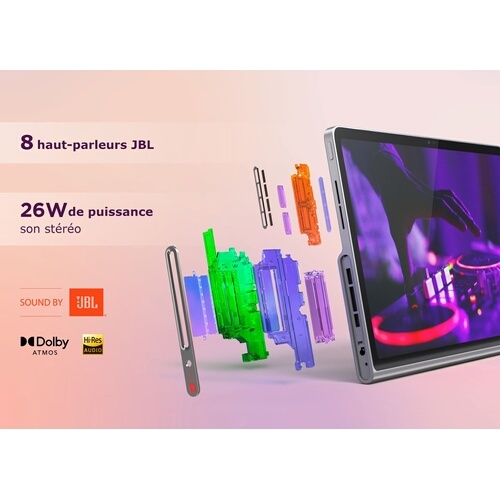 Tablette tactile Lenovo Tab Plus - 11.5'' 2K 90hz - 8 haut-parleurs JBL - 128 Go Gris