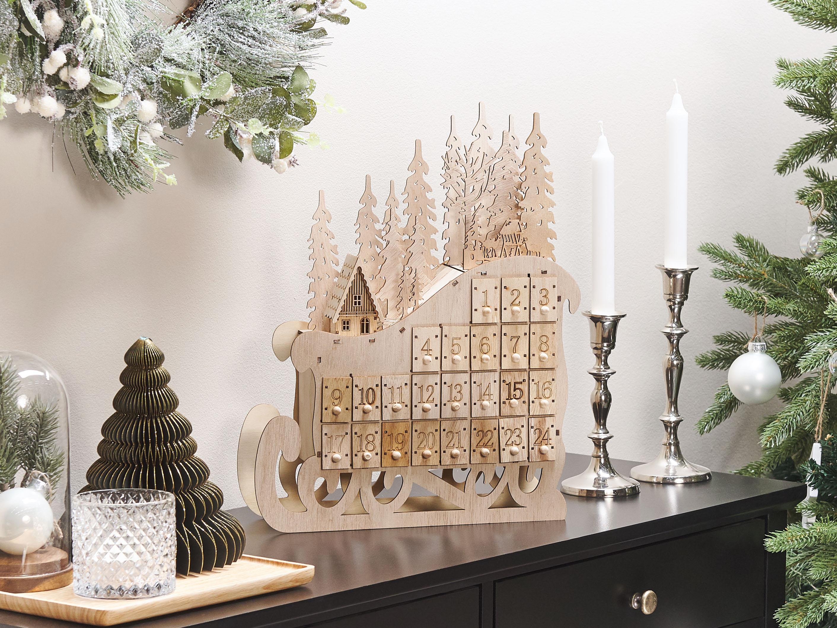 Kerstdecoratie LED IMPALA Adventskalender 40 cm Lichtbruin