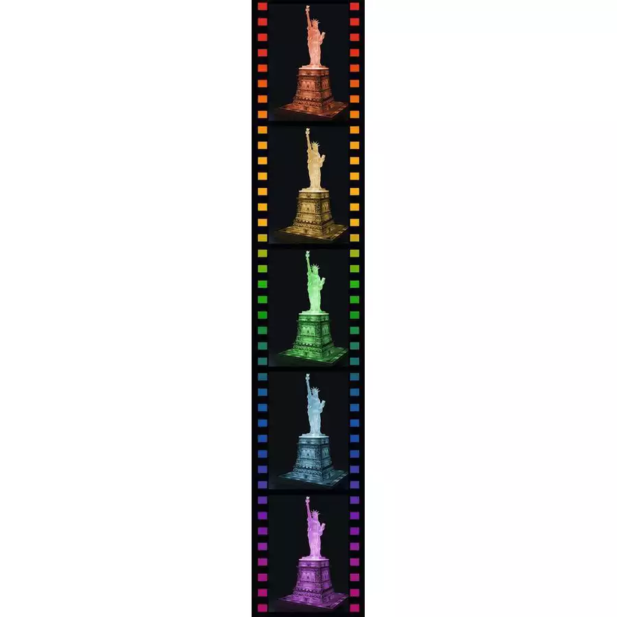 Ravensburger Freiheitsstatue bei Nacht bunt