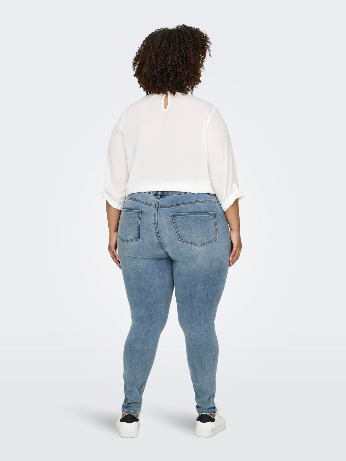 CARROSE Hohe Taille Skinny Fit Jeans Light Blue Denim