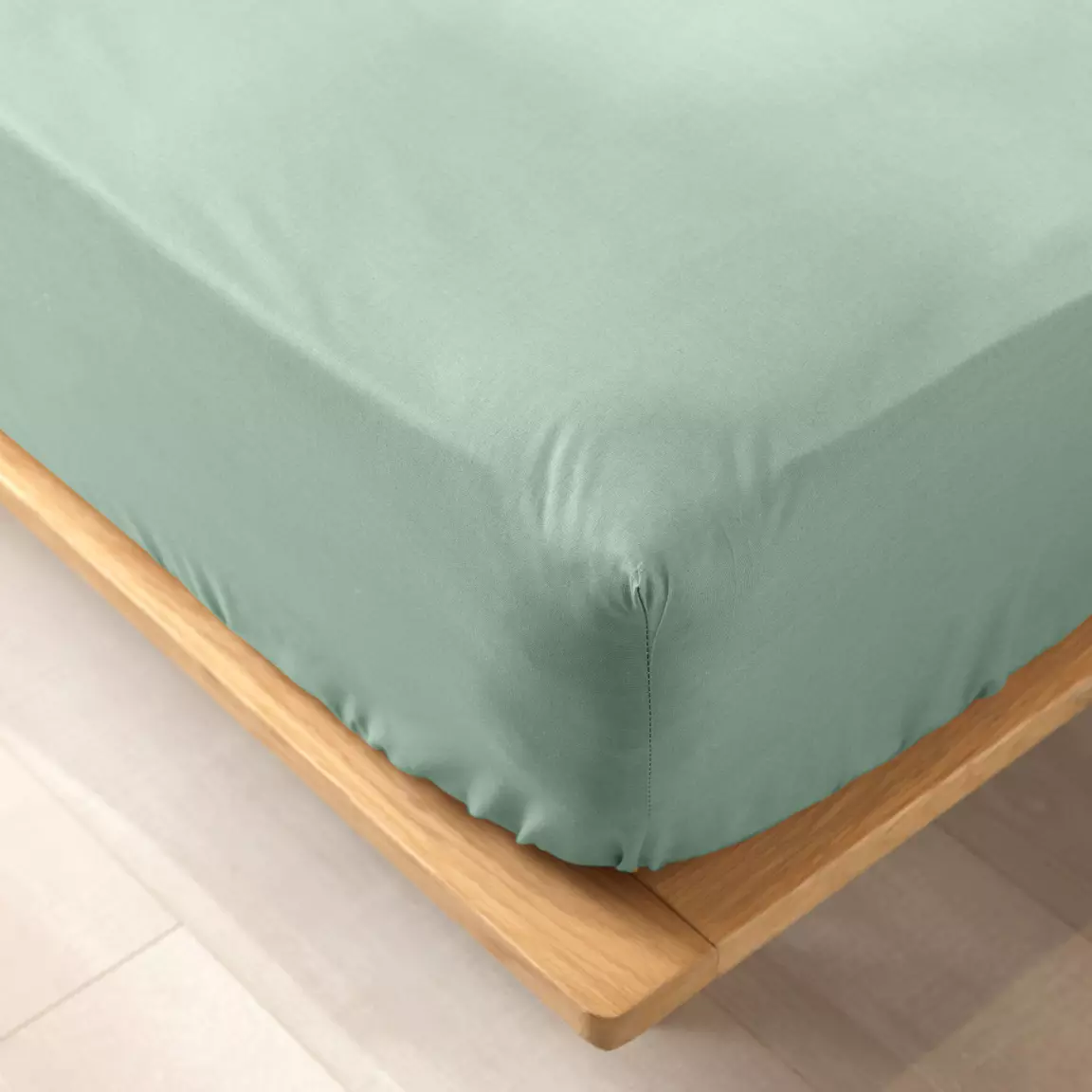 Drap housse coton bio (180 x 200 cm) Biolina Vert sauge