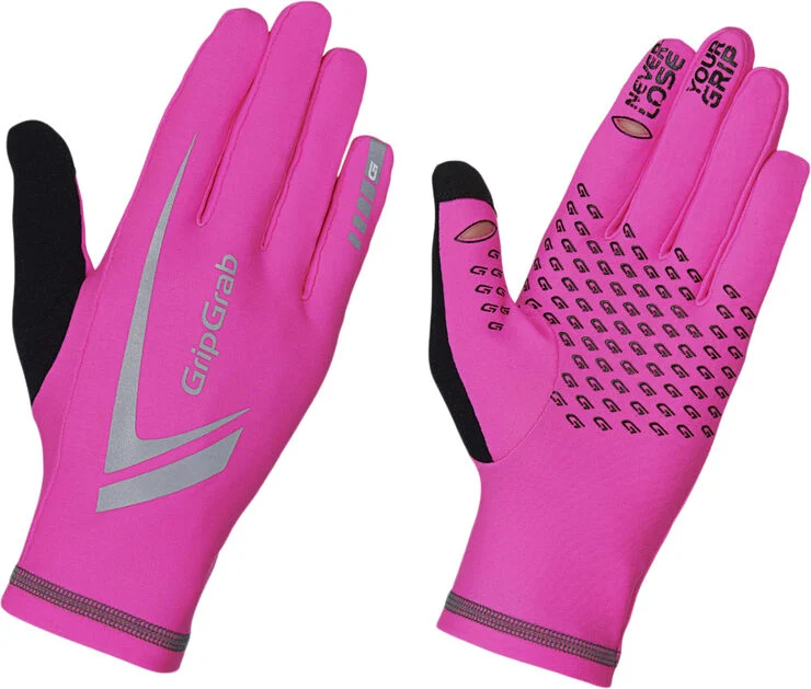 GripGrab Running Expert Hi-Vis løbehandsker Pink