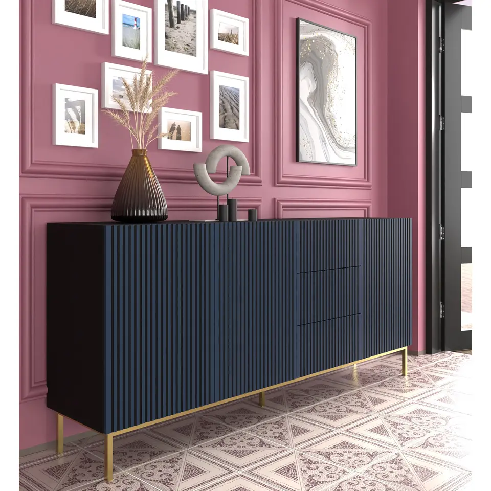 Ravenna F dressoir ladekast 200 3D3S gefreesd MDF folie met frame