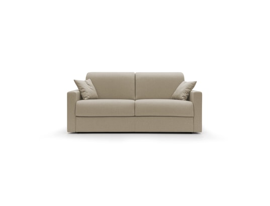 DIVANI.STORE - Canapé lit chris en tissu imperméable beige 3 places maxi