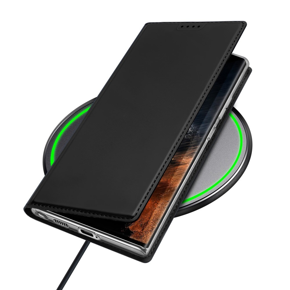 Samsung Galaxy S23 Ultra 5G Flip Wallet Cover Leder Tasche - Schwarz