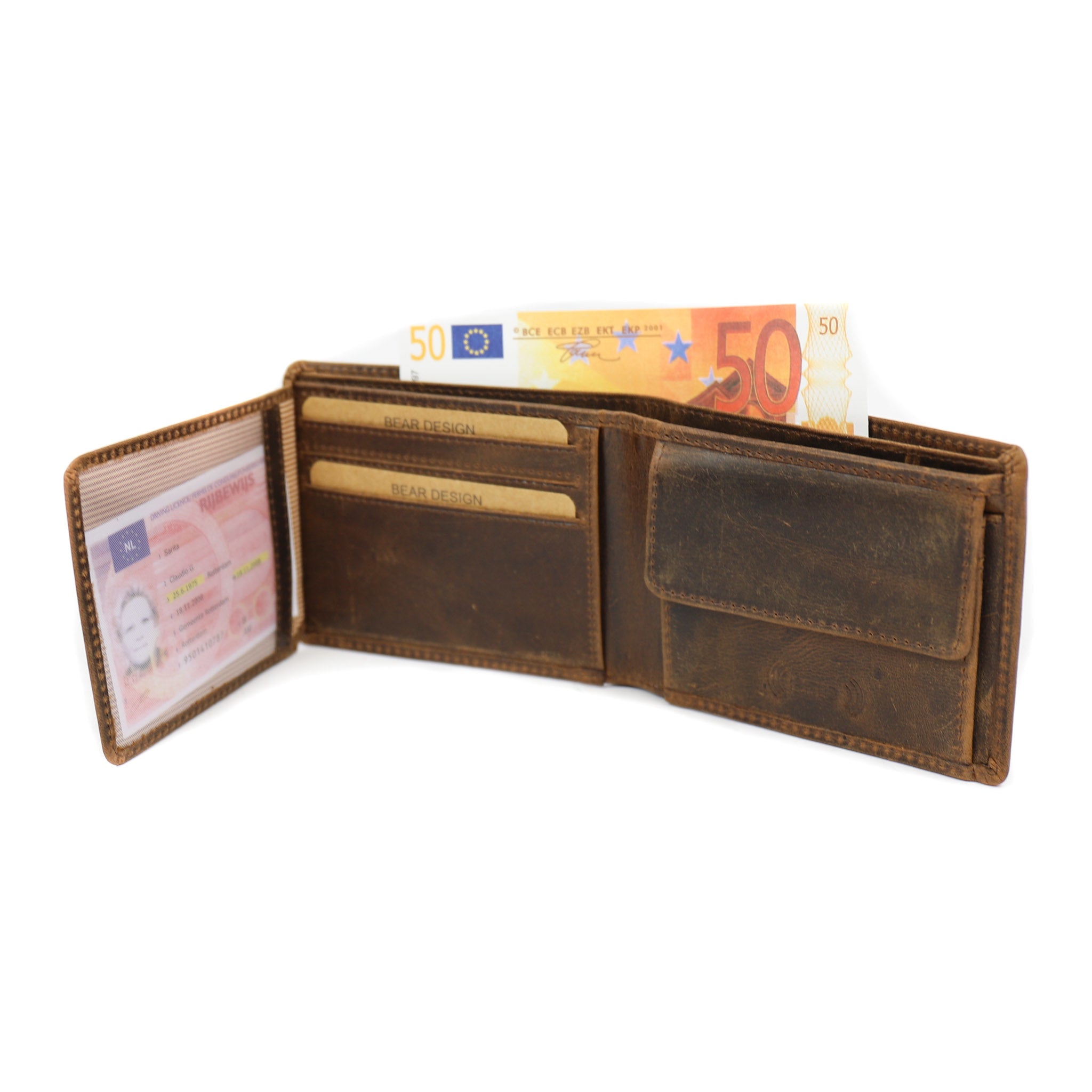 Billfold  'Tom' vintage bruin Vintage bruin