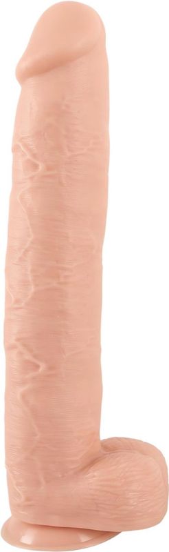Realistixxx – 3XL Giant Zuignap Dildo met Scrotum en Eikel voor Enorm Genot en Voldoening – 42 cm – beigeig