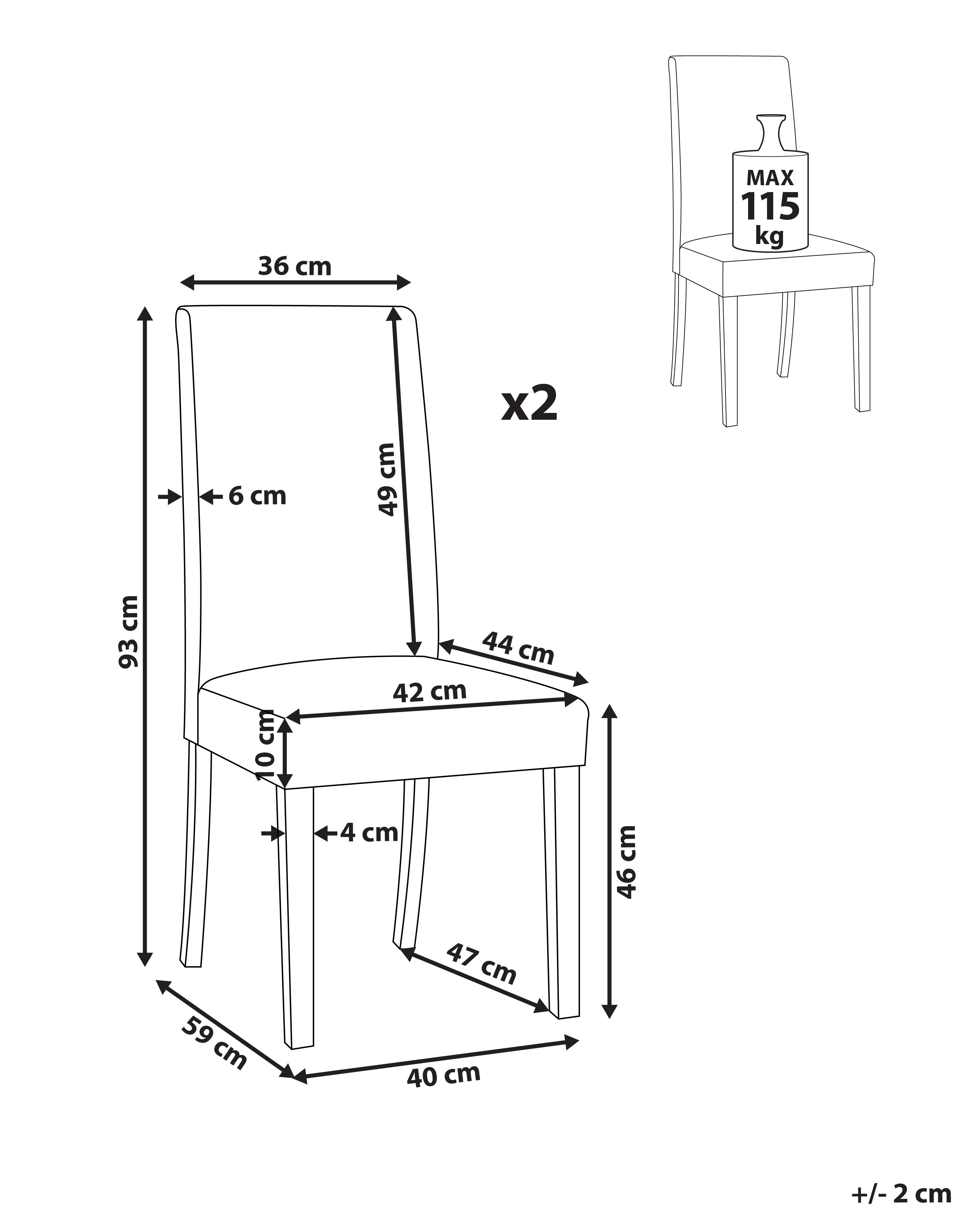 Set van 2 eetkamerstoelen BROADWAY Stof Donkergrijs