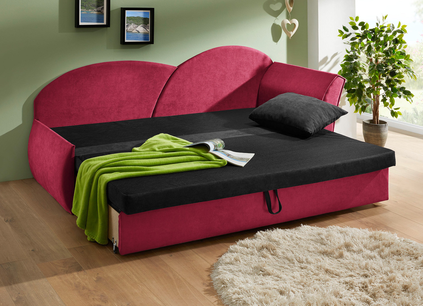 Schlafsofa mit Bettkasten und 1 Dekokissen